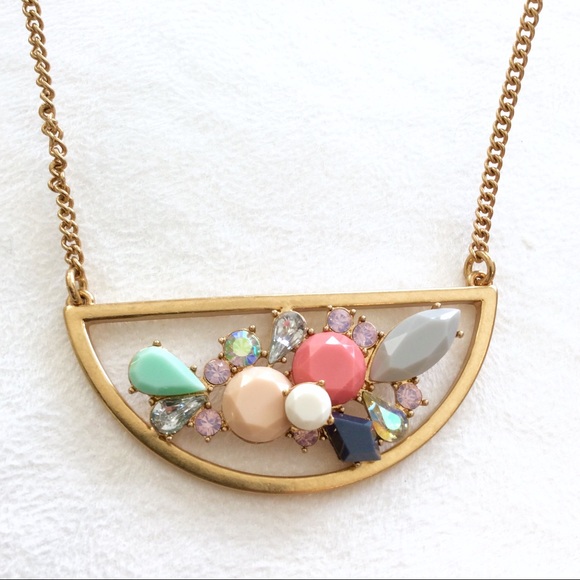 J. Crew Multi Gems Pendant Gold Necklace - Picture 3 of 4